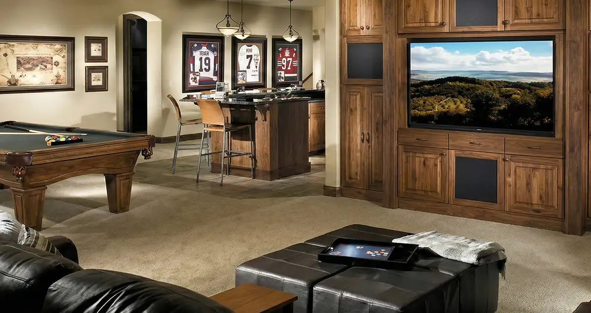 finished basement remodeling project transforming a basement into a comfortable living space in Tucson, AZ