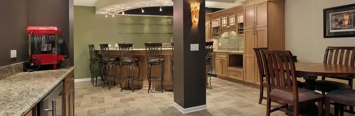 modern basement remodeling with custom finishes and open layout in a home in Tucson, AZ